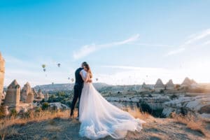 wedding in cappadocia g?reme with a young married couple on the